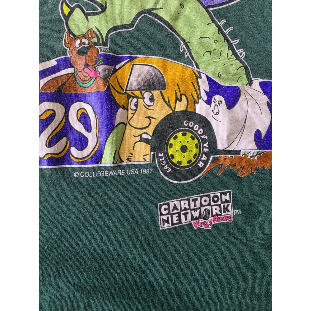 Vintage 1997 Scooby-Doo Wacky Racing Cartoon Network Shirt Kids Large Green 90s - Picture 3 of 6